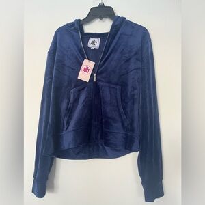 NWT Juicy Couture Night Sky (Navy) Classic Velour Oversized Hoodie - Large